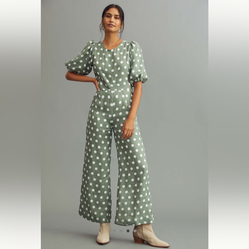 Faithfull The Brand Sage Polka Dot Jumpsuit